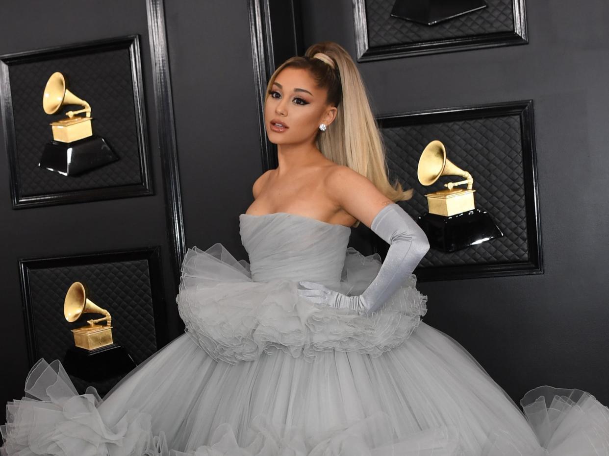 Ariana Grande at the Grammy Awards on 26 January 2020 in Los Angeles, California (VALERIE MACON/AFP via Getty Images)