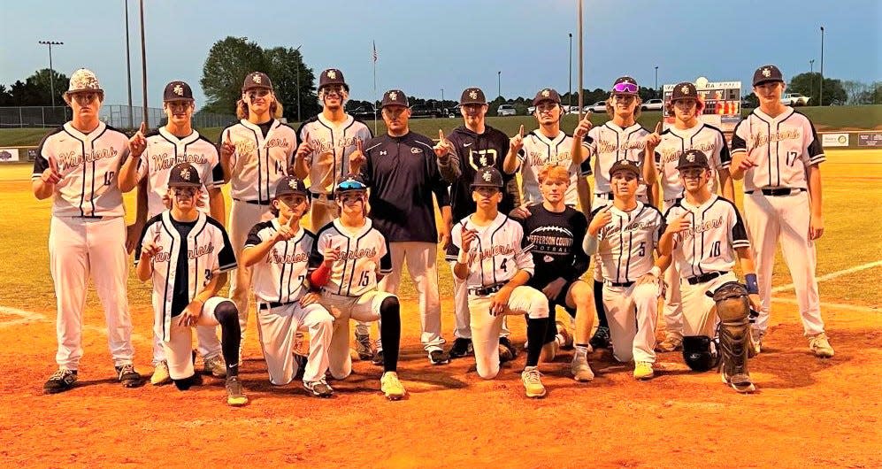 Jefferson County High School's 2022 baseball team and region 4AA champions.