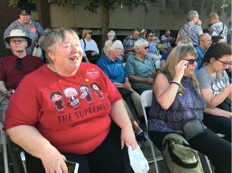 "I honestly feel that Elizabeth Warren is the president that we need now," said Nancy Docken of St. Paul at the candidate's rally Monday. (Photo: Hayley Miller/HuffPost)