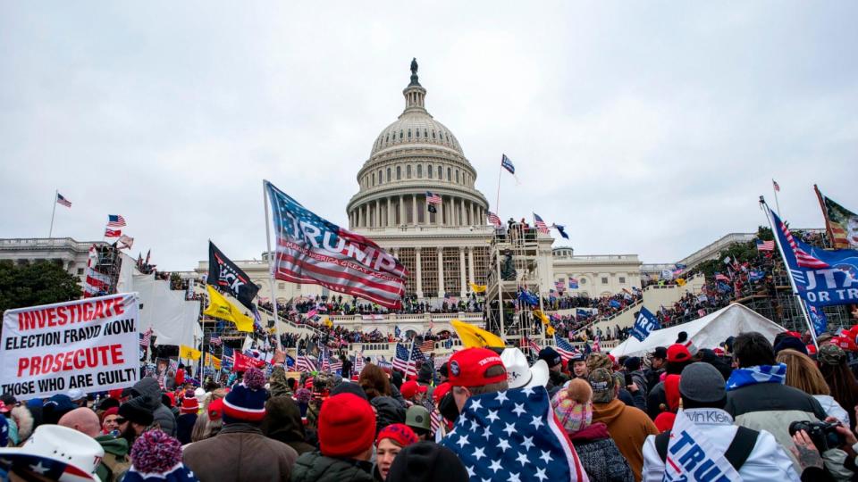 PHOTO: Rioters loyal to President Donald Trump rally at the Capitol, Jan. 6, 2021.  (Jose Luis Magana/AP, FILE)