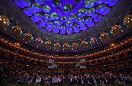 Delegates listen as Britain's Business Secretary Greg Clark speaks at the Institute of Directors convention in London, Britain, September 27, 2016. REUTERS/Toby Melville