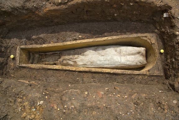 A lead coffin found inside a stone coffin in the ruins of Grey Friars in Leicester is believed to contain a high-status medieval burial.