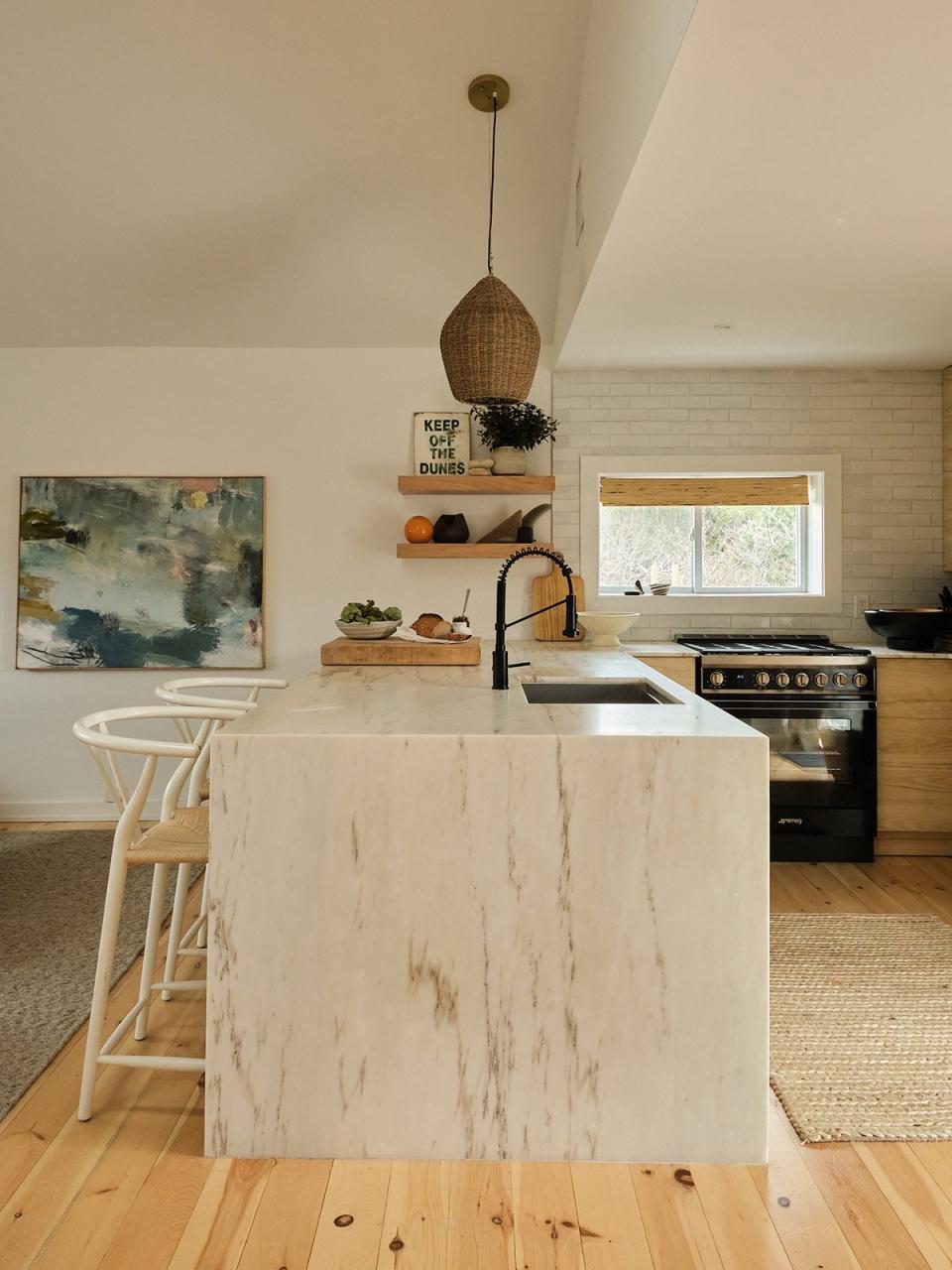 Kitchen with waterfall island