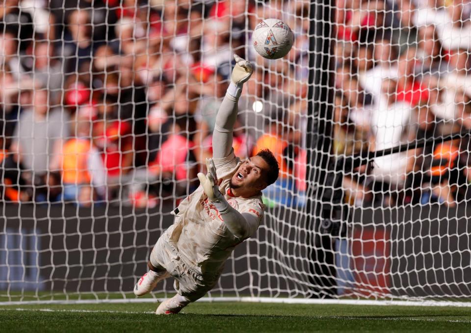 Despite a poor record on penalties, Ederson saved Jadon Sancho's penalty to help Man City win the Community Shield. (Action footage via Reuters)