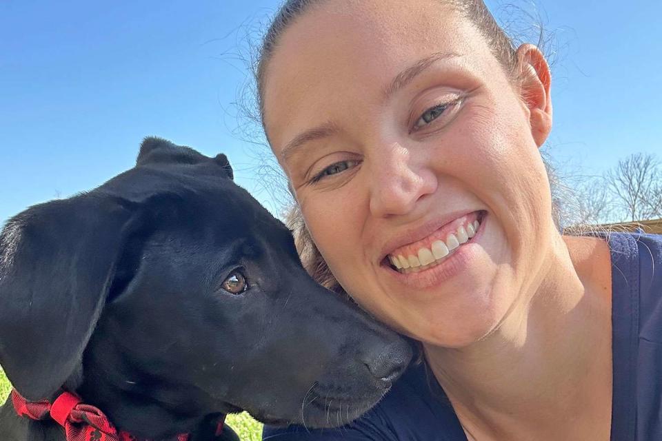 <p>Amanda McCloskey</p> Ryder the rescue puppy with his owner Amanda McCloskey