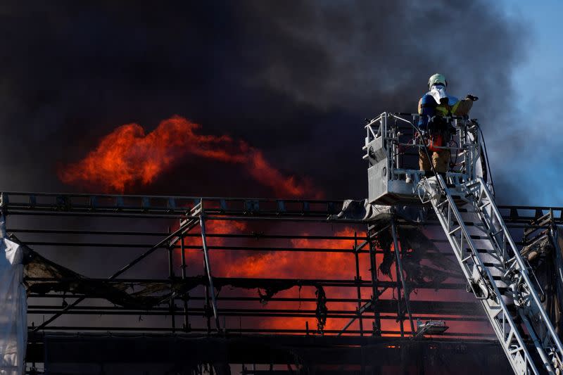 Fire at the Old Stock Exchange, Boersen, in Copenhagen