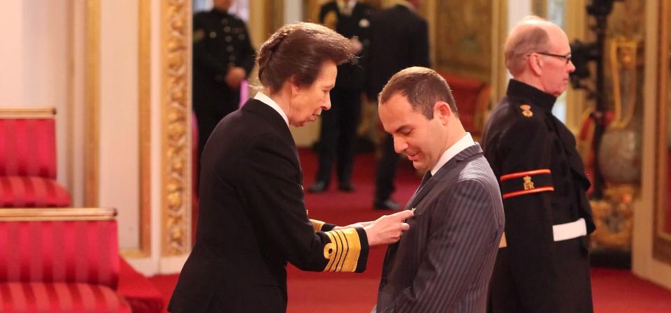 Martin Lewis was made an OBE by Princess Anne at Buckingham Palace in 2015. (PA)