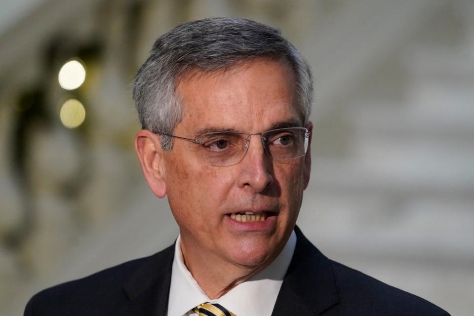 Georgia Secretary of State Brad Raffensperger said his family was forced into hiding for a week after receiving death threats in 2021 (Copyright 2020 The Associated Press. All rights reserved)