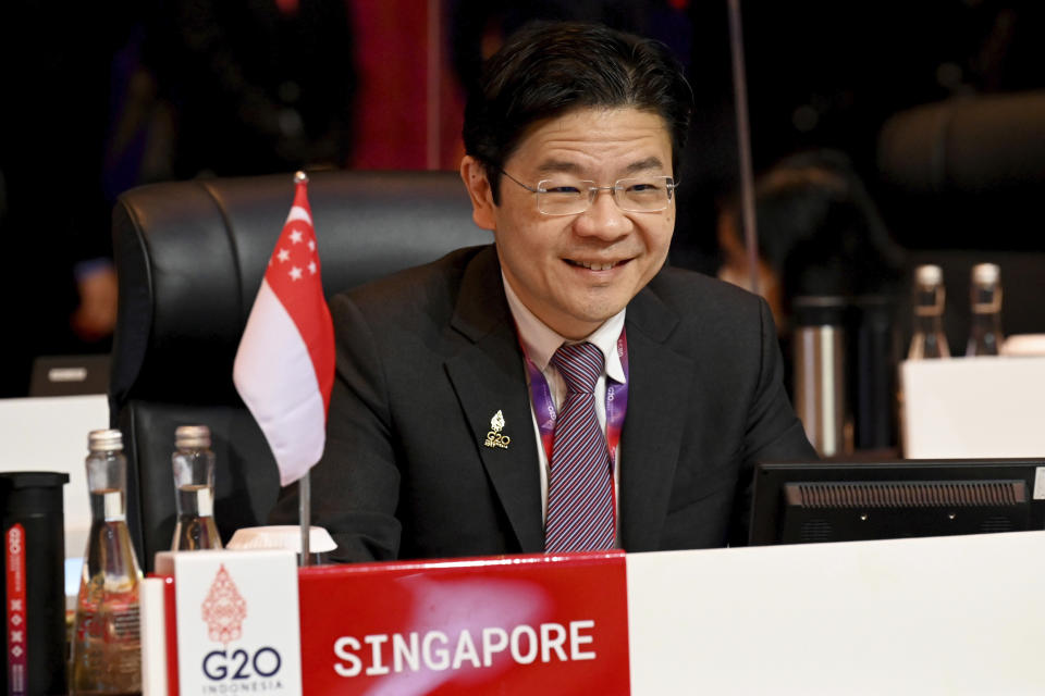 FILE - Singapore Minister of Finance Lawrence Wong attends the second day of the G20 Finance Ministers and Central Bank Governors Meeting in Nusa Dua,Bali, Indonesia, on Saturday, July 16, 2022. Singapore’s deputy leader Wong is set to be sworn in Wednesday, May 15, 2024, as the nation’s fourth prime minister in a carefully planned political succession designed to ensure continuity and stability in the Asian financial hub. (Sonny Tumbelaka/Pool Photo via AP, File)