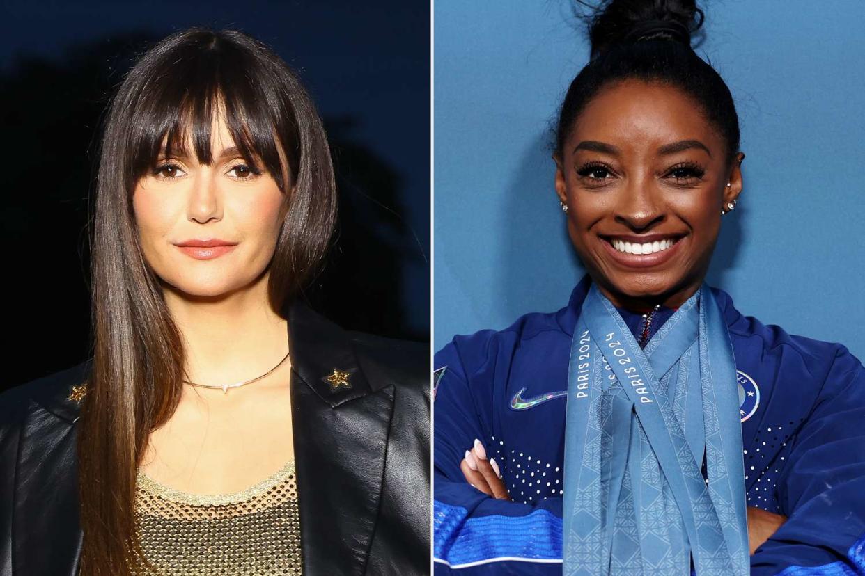 <p>Marc Piasecki/WireImage; Jamie Squire/Getty</p> Nina Dobrev; Simone Biles