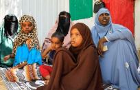 Women whose sons are missing are seen during a Reuters interview in Mogadishu