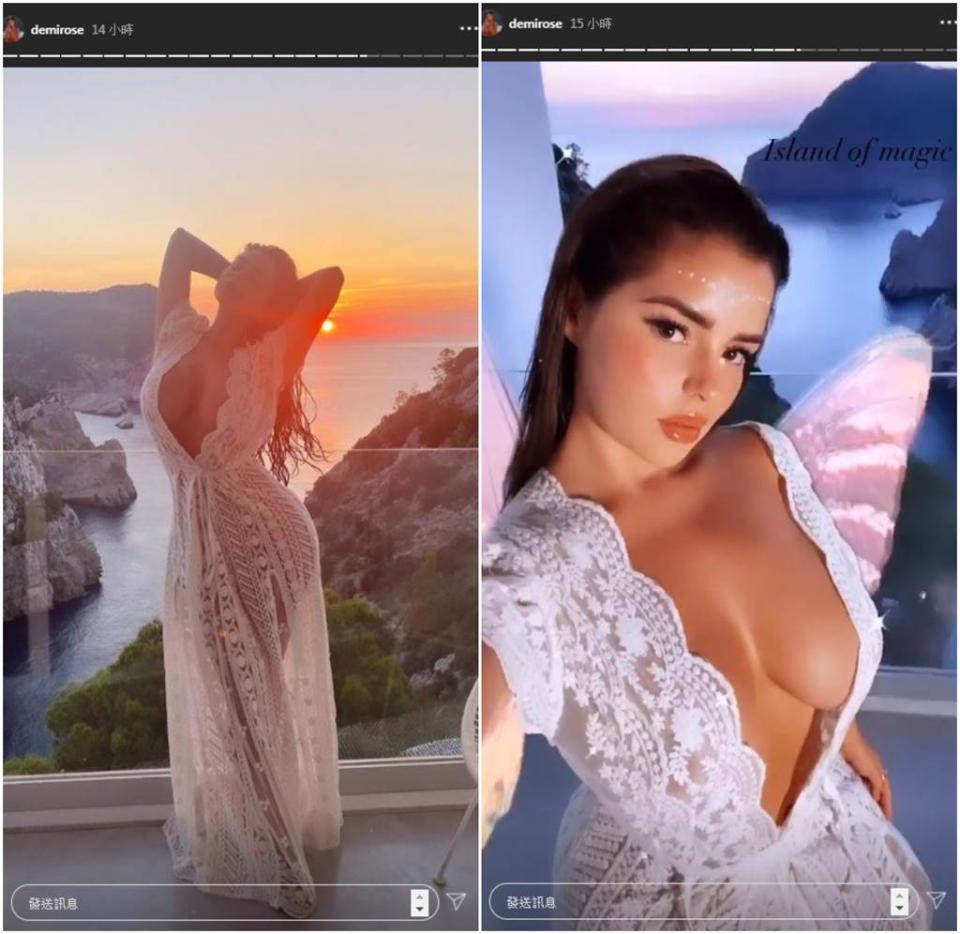 25歲辣模黛米·蘿絲(Demi Rose)「透視洋裝V到肚臍」強光一照洩E級雙球（圖／IG@demirose）