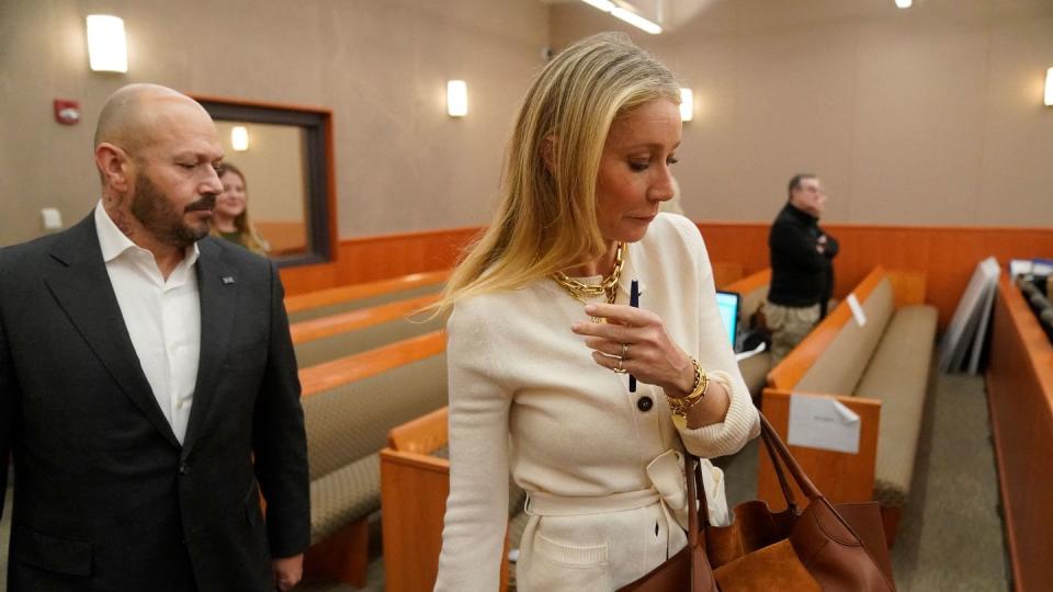 us actress gwyneth paltrow enters the courtroom on march 22, 2023, in park city, utah where she is accused of injuring another skier, leaving him with a concussion and four broken ribs terry sanderson claims that the actor turned lifestyle influencer was cruising down the slopes so recklessly that they violently collided, leaving him on the ground as she and her entourage continued their descent down deer valley resort, a skiers only mountain known for its groomed runs, après ski champagne yurts and posh clientele photo by rick bowmer pool afp the erroneous mentions appearing in the metadata of this photo by rick bowmer has been modified in afp systems in the following manner march 22 instead of march 23 please immediately remove the erroneous mentions from all your online services and delete it them from your servers if you have been authorized by afp to distribute it them to third parties, please ensure that the same actions are carried out by them failure to promptly comply with these instructions will entail liability on your part for any continued or post notification usage therefore we thank you very much for all your attention and prompt action we are sorry for the inconvenience this notification may cause and remain at your disposal for any further information you may require photo by rick bowmerpoolafp via getty images