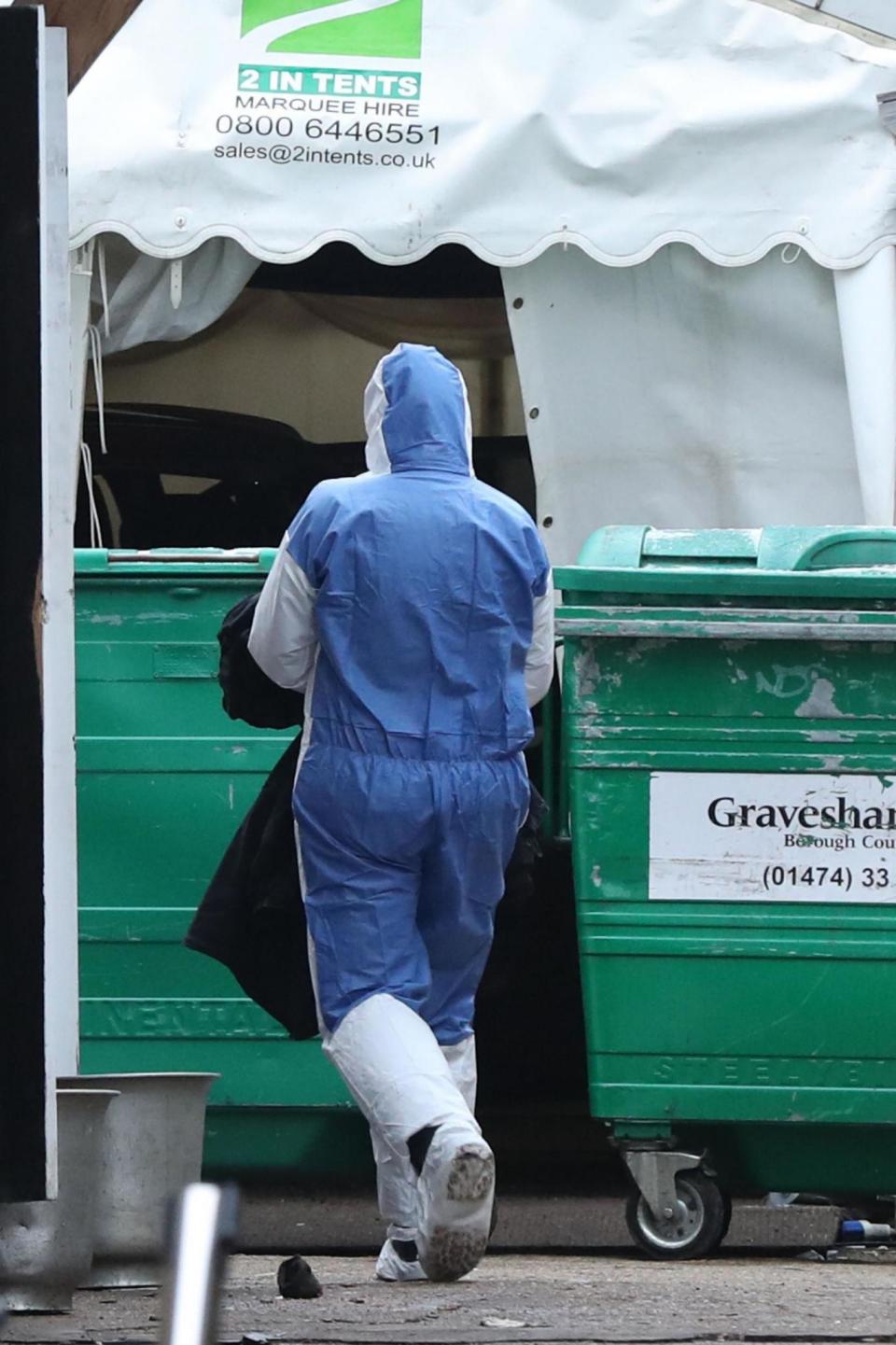 An investigator at the scene in Gravesend after a car crashed onto the dancefloor of Blake's nightclub injuring 13 people (PA)