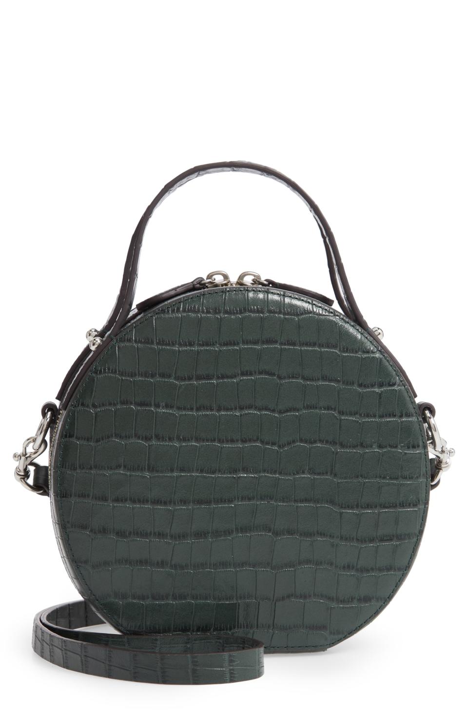 Jody Croc Embossed Leather Circle Crossbody Bag