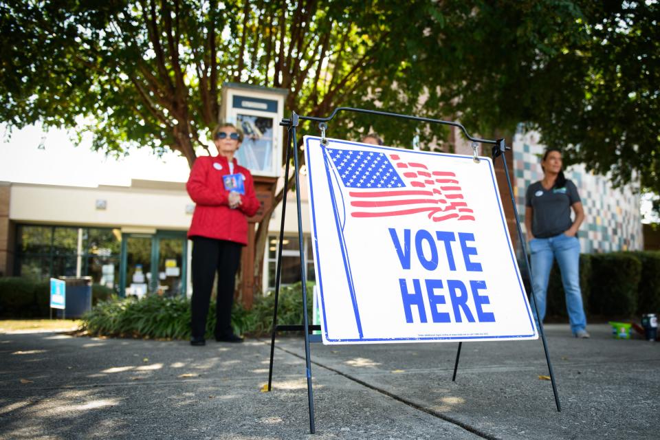 Polling site at Kiwanis Recreation Center to vote on Tuesday, Oct. 10, 2023. Candidate registration for the 2024 elections opened Monday.