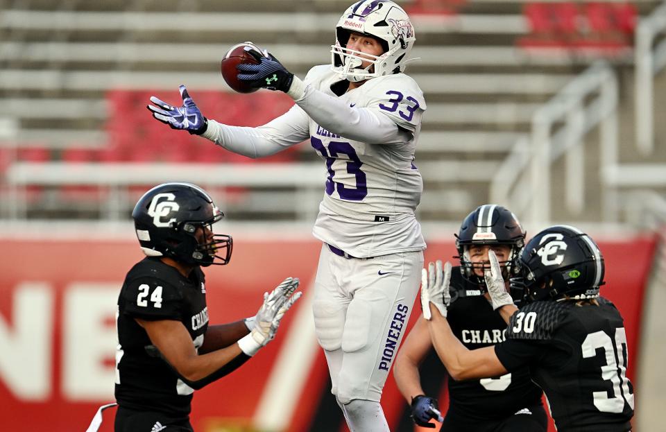 Corner Canyon and Lehi play in high school football semifinal action at Rice-Eccles Stadium in Salt Lake City on Friday, Nov. 10, 2023. | Scott G Winterton, Deseret News