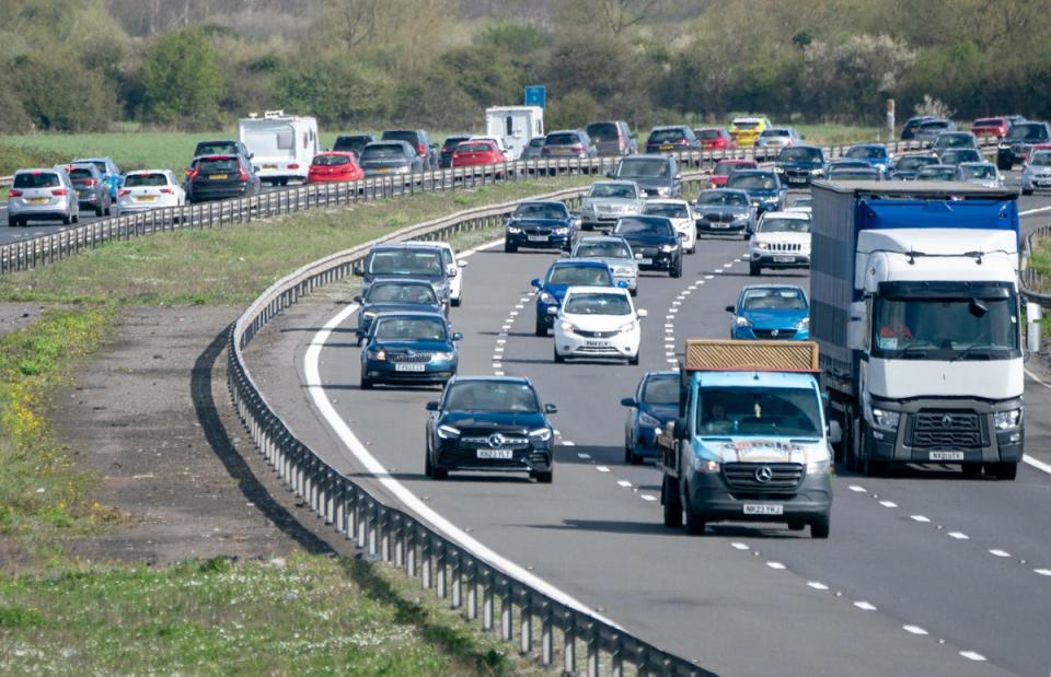 Motorway traffic on the M5 motorway near Weston-super-Mare, Somerset, (Ben Birchall/PA Wire)