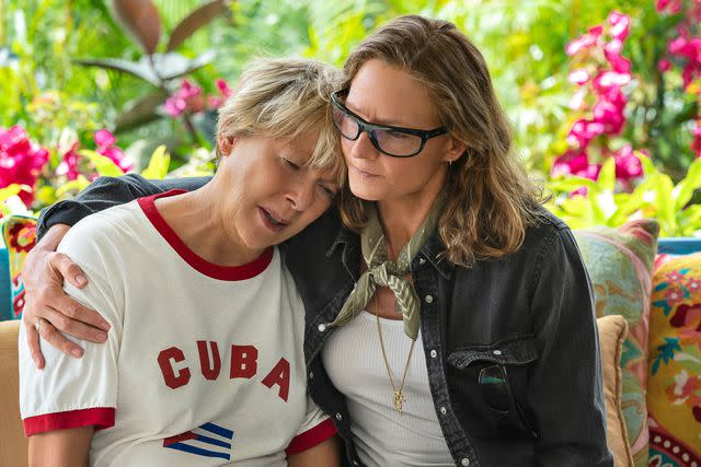 <p>Kimberley French/Netflix</p> Annette Bening as Diana Nyad and Jodie Foster as Bonnie Stoll in "Nyad"