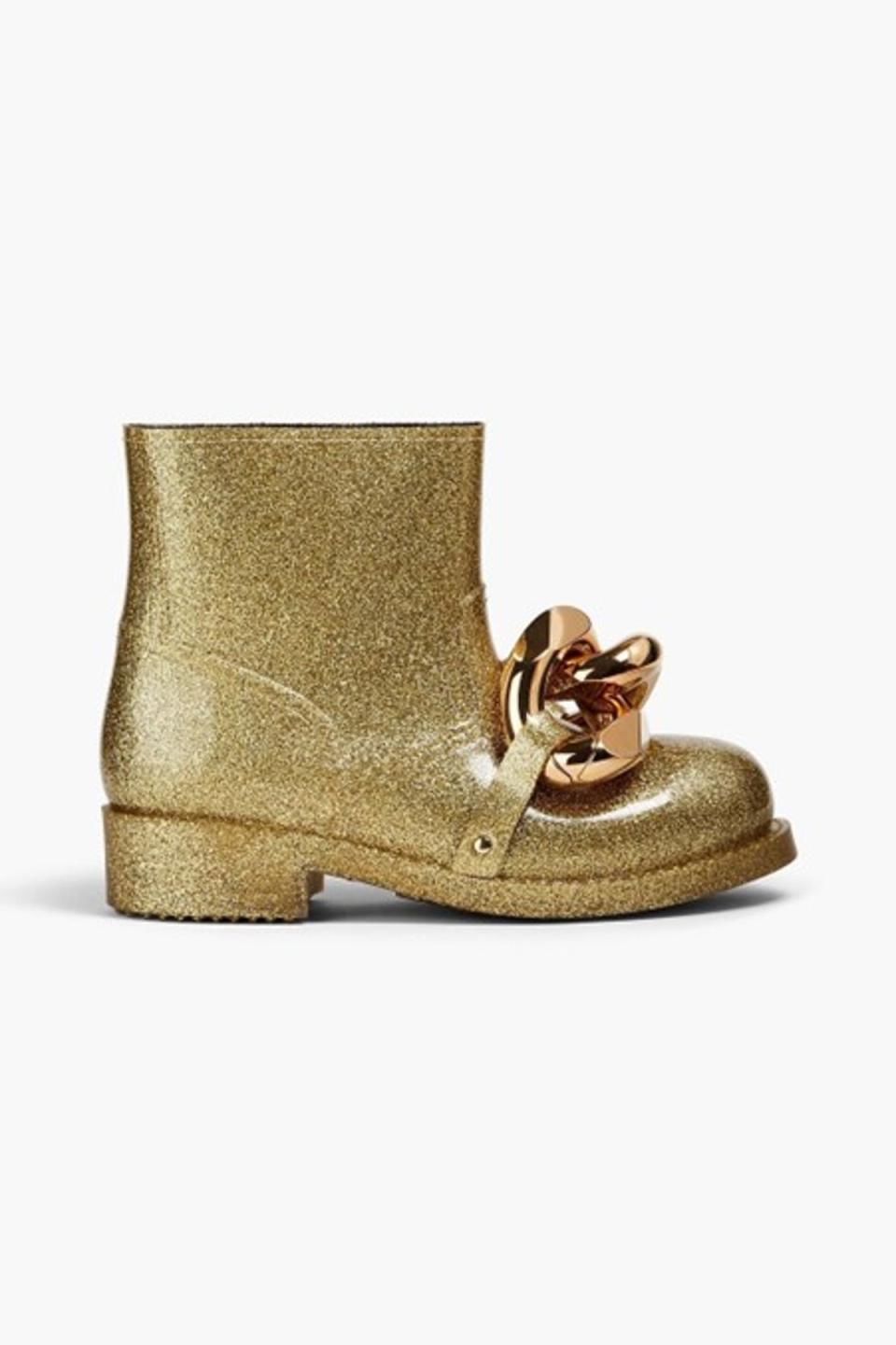  (JW ANDERSON Glittered chain-embellished rubber rain boots)