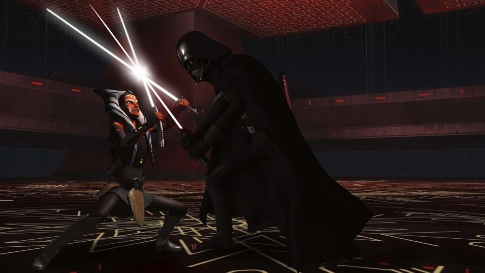 Ahsoka fights Darth Vader in Rebels' "Twilight of the Apprentice."