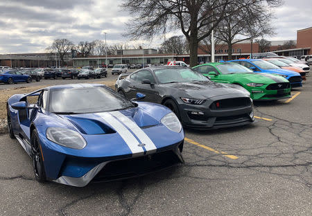 A lineup of Ford vehicles are seen at the automaker’s product development center in Dearborn, Michigan, U.S., March 15, 2018. REUTERS/Joe White
