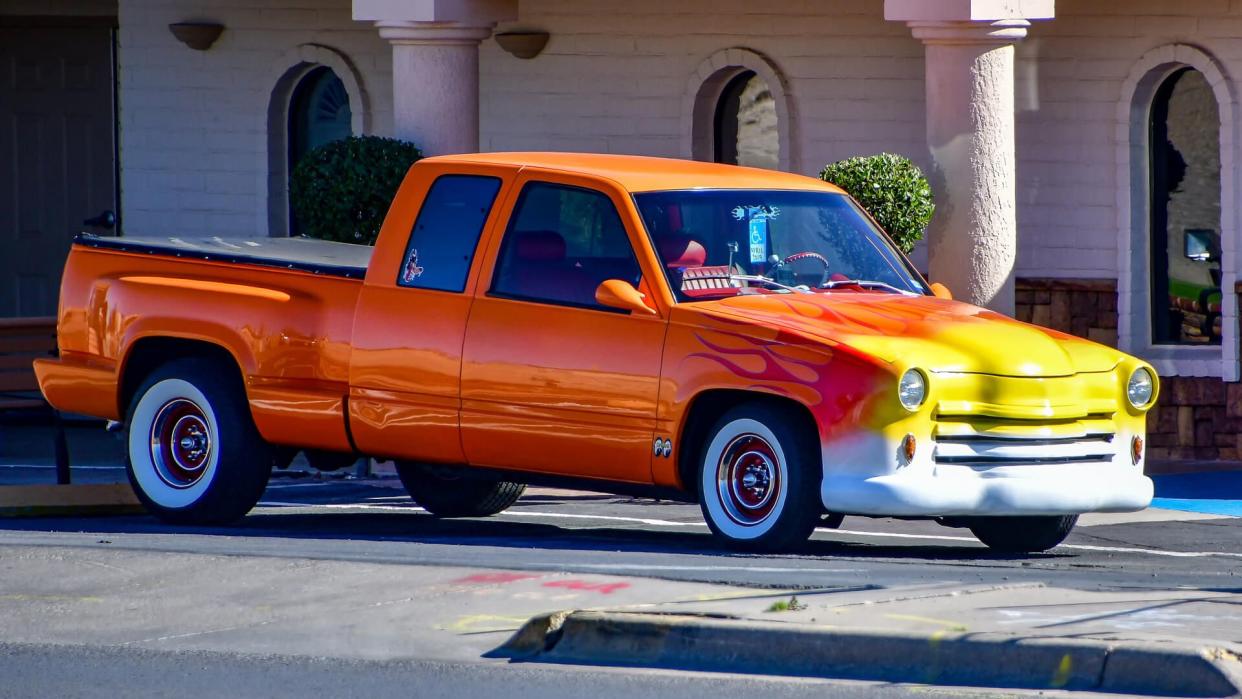 truck with flame paint job