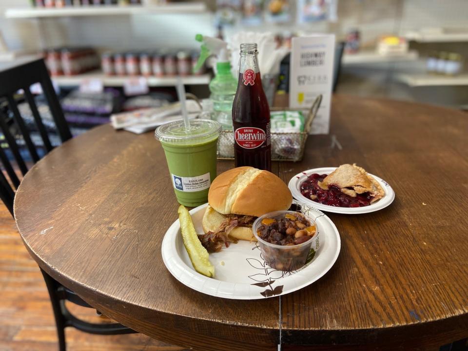 Timber Ridge Country Market smokes 160 pounds of pork, 140 pounds of brisket and 40 pounds of chicken every other week to keep up demand for its BBQ sandwiches and other daily specials.