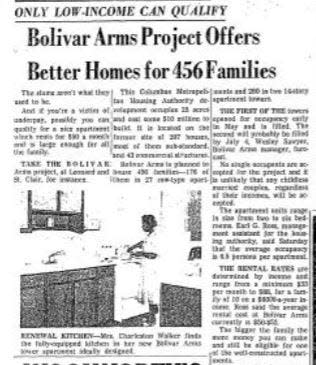 June 1965: One of the first residents to move into a new apartment at Bolivar Arms towers was Mrs. Charleston Walker, who is pictured here in the fully-equipped kitchen of her new 11th floor apartment, which the caption states she found "ideally designed."