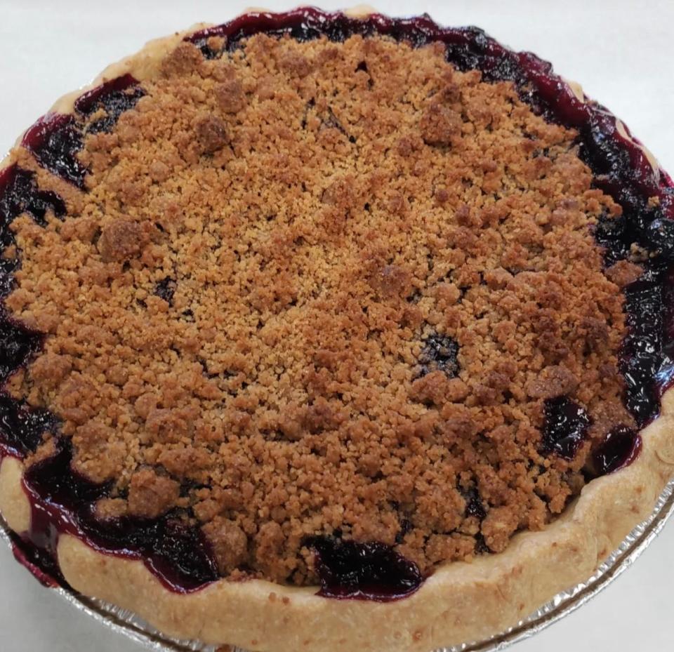 A vegan blueberry crumb pie from Wild in the Treats in Atlantic Highlands.