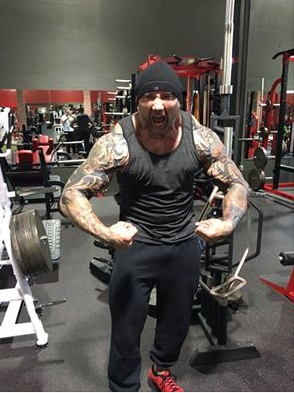 <p>Dave Bautista, who plays Drax, has definitely not let himself go since becoming a movie star a few years ago; the former MMA fighter looks like he could get back into the ring right now. (Photo: Dave Bautista/Facebook)</p>