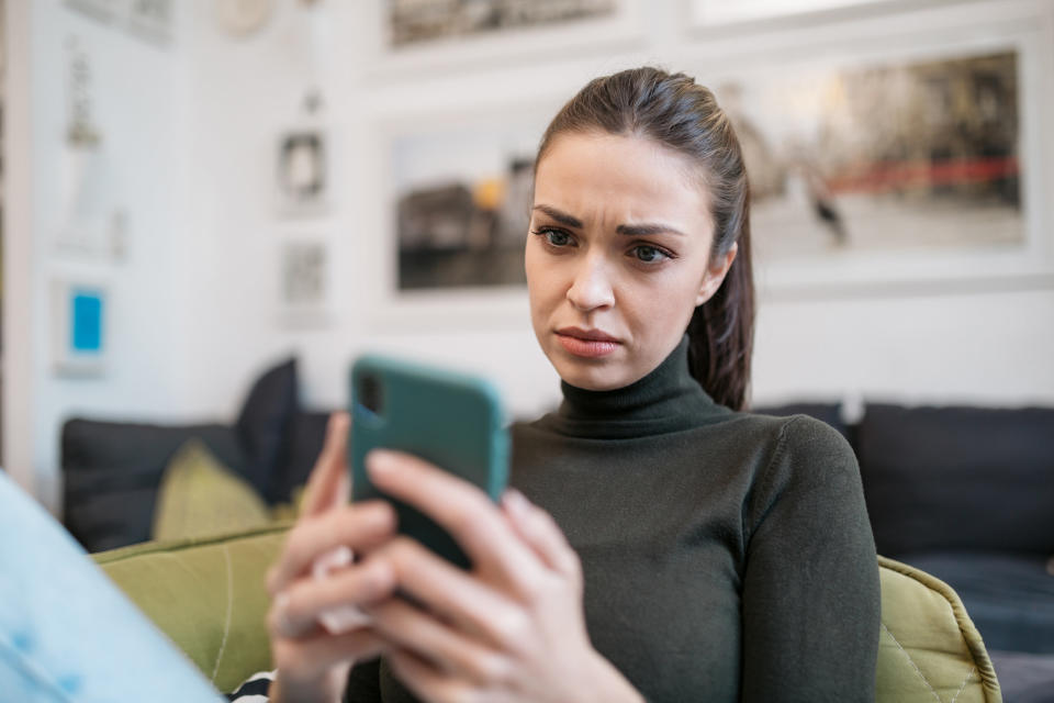 A woman using her phone