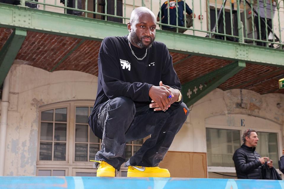 Creative Director Virgil Abloh poses after the Off-White Fall/Winter 2021/2022 show as part of Paris Fashion Week on July 04, 2021