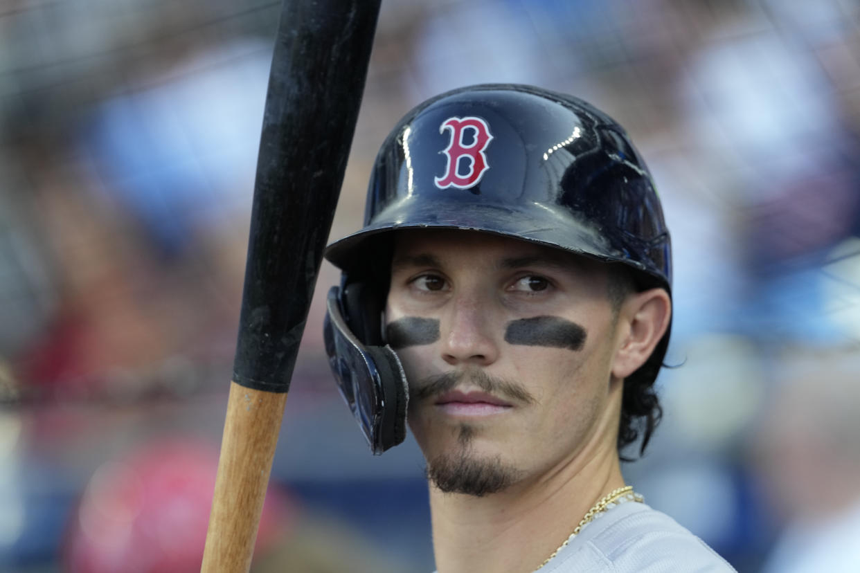 Jarren Duran directed an anti-gay slur at a heckler in the stands on Sunday. (Ed Zurga/Getty Images/file photo)