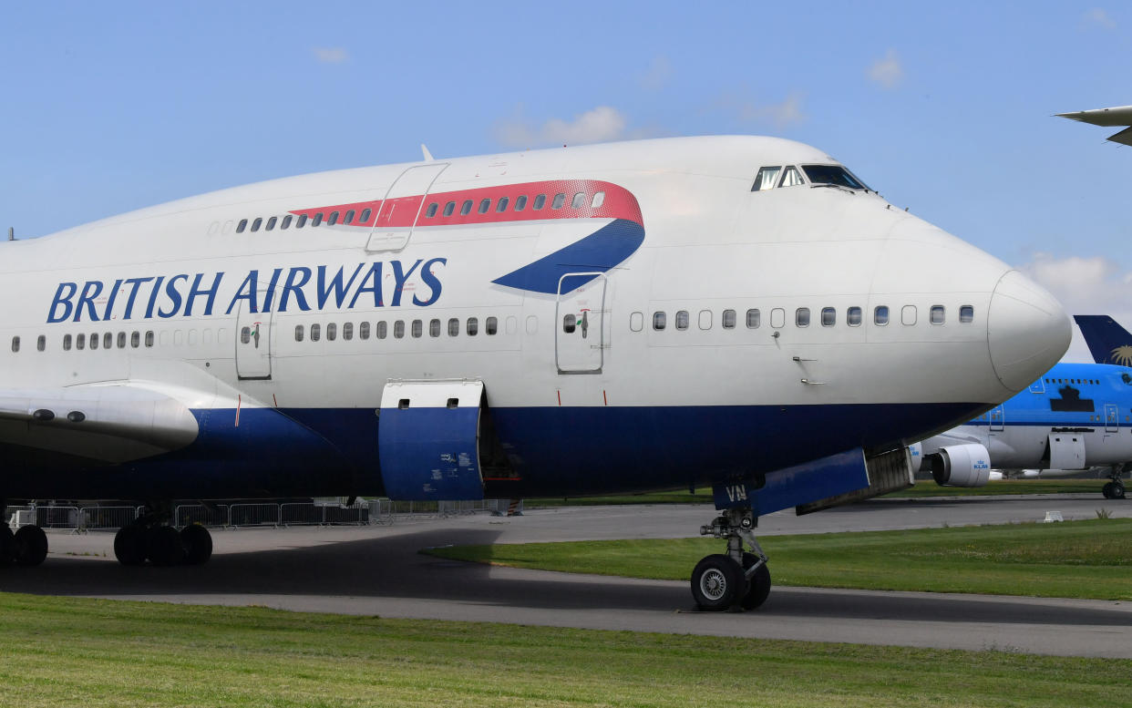 A British Airways Boeing 747 aircraft which first flew on the 18/09/1997, parked with its engines removed at Cotswold Airport, which is the home of Air Salvage international who dismantle end-of-life aircraft. The airline is to retire its fleet of Boeing 747s with immediate effect.