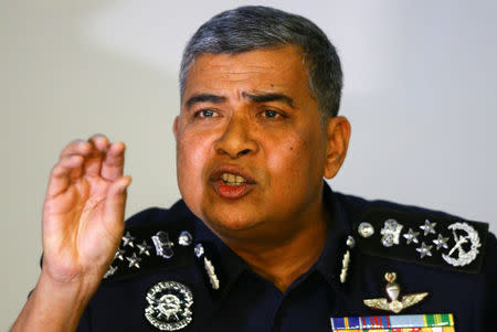 Malaysia's Royal Police Chief Khalid Abu Bakar speaks during a news conference regarding the apparent assassination of Kim Jong Nam, the half-brother of the North Korean leader, at the Malaysian police headquarters in Kuala Lumpur, Malaysia, February 22, 2017. REUTERS/Athit Perawongmetha