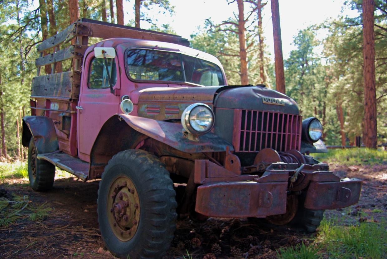 Old pink Dodge Power Wagon