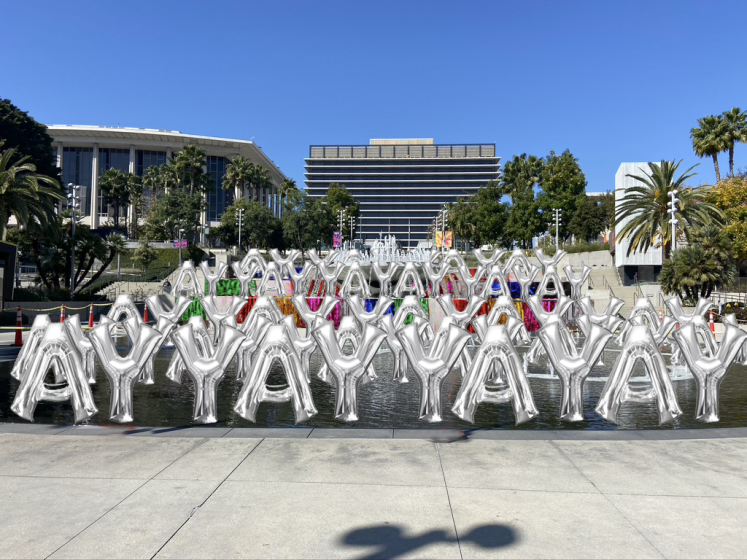 A rendering shows artist Tanya Aguiñiga's plans for "Celebration Spectrum," an installation in downtown L.A.'s Grand Park.