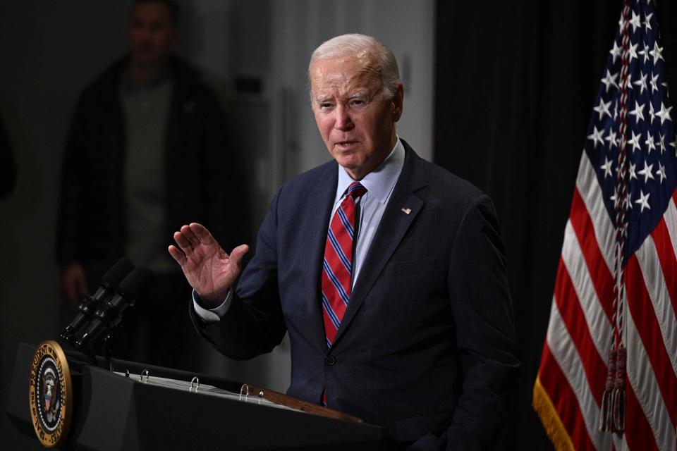 US President Joe Biden speaks about the release of hostages from Gaza, in Nantucket, Massachusetts, on November 24, 2023. Hamas on Friday freed a first batch of hostages seized in the deadliest attack in Israel's history under a deal that saw a temporary truce take hold in war-ravaged Gaza. Thirteen Israeli hostages captured during Palestinian militants' cross-border raids were back in Israeli territory where they would undergo medical checks before being reunited with their families, the army said.