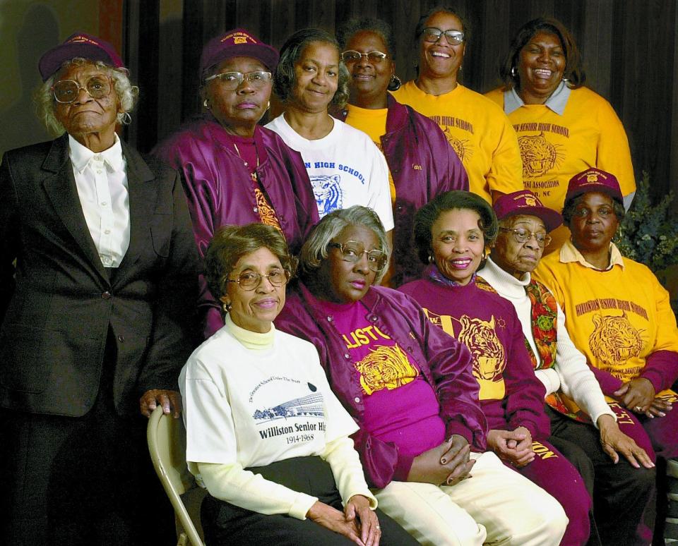 Linda Pearce Thomas is shown in this StarNews file photo showing Williston High School Alumni from the era before the school was integrated in 1968. Front left to right, Kathryn Ennett, '35, Alberta Hawkins Neil '56, Barbara Ennett-Davis '57, Hannah Nixon '33, Eva Shaw Barnes '57. Back left to right, Abbie Fogle '33, Ethel Thomas Gerald '56, Cornelia Haggins-Campbell '45, Florence Johnson Warren '63, Linda Pearce '63, Mary Harrell Greene '62.