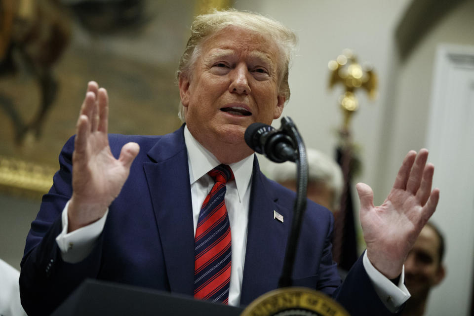 El presidente estadounidense  Donald Trump en la Casa Blanca en Washington el 9 de mayo del 2019. (AP Photo/Evan Vucci)