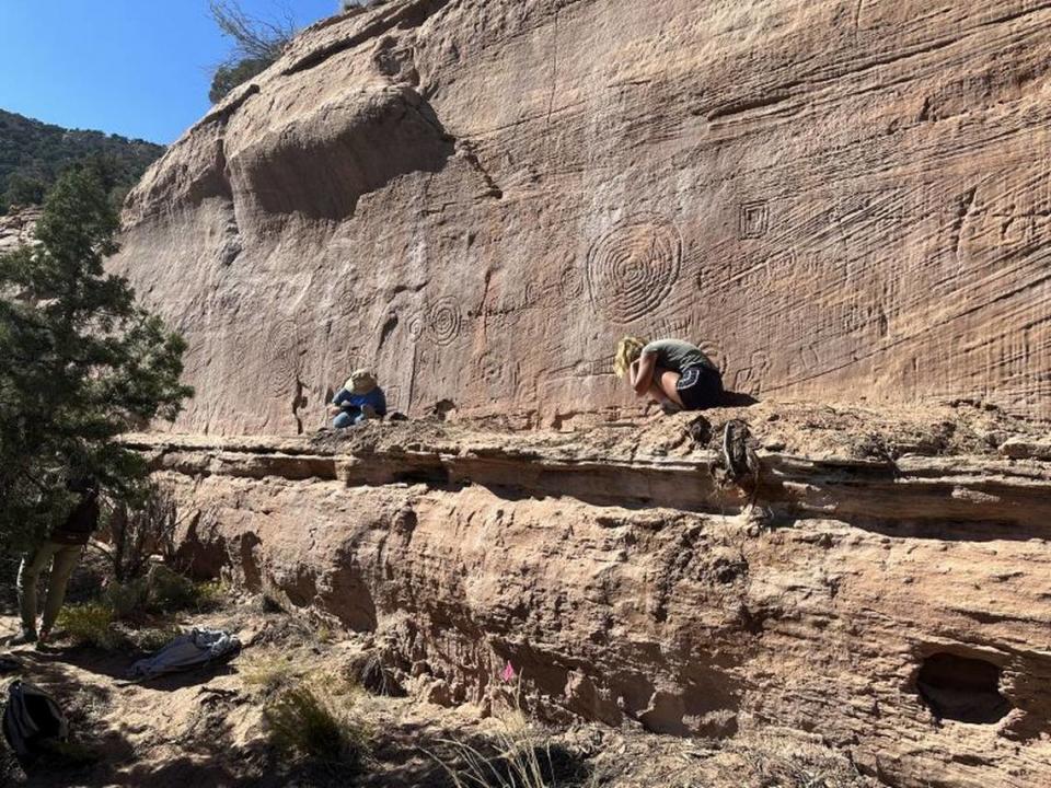 Some of the carvings depicted “complicated geometric shapes,” archaeologists said.