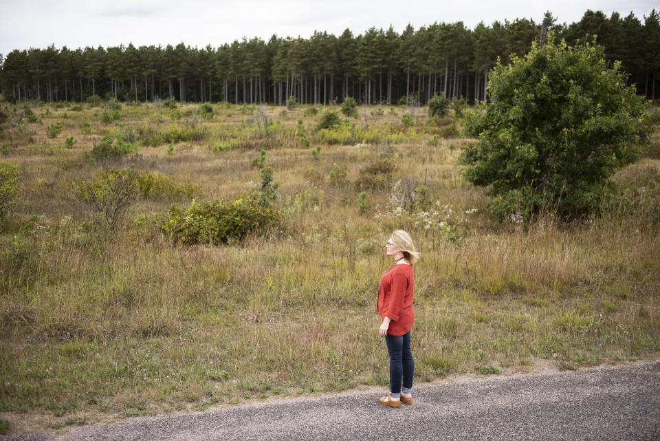 Carrell looks out over a portion of the proposed site of Golden Sands Dairy in Saratoga, Wisconsin, on Sept. 20. (Photo: )