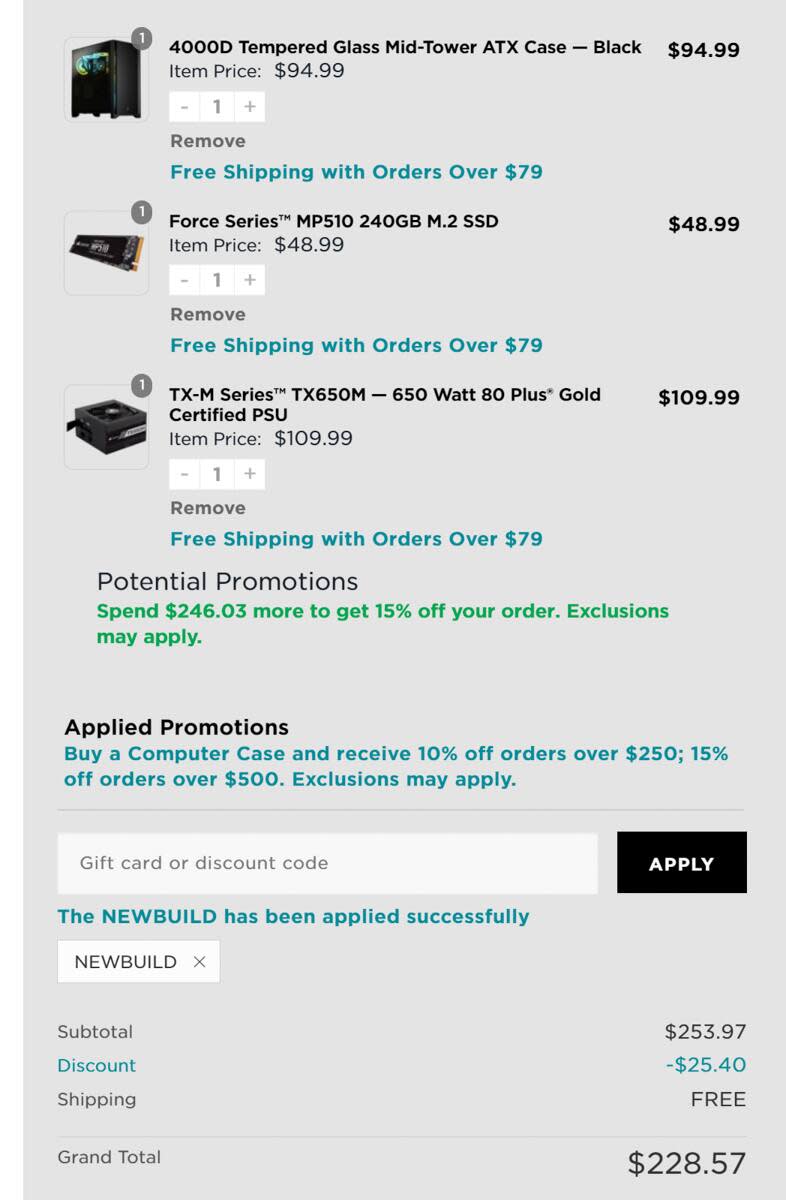 Corsair shopping cart