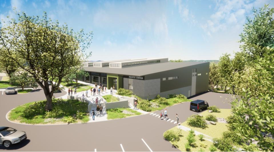 An artist's rendering of the planned natatorium on the campus of St. Stephen's Episcopal School in Southwest Austin, planned to be ready for the 2025-26 school year. It's being built off a $17 million gift from the Still Water Foundation, the largest such gift in the school's 75-year history.