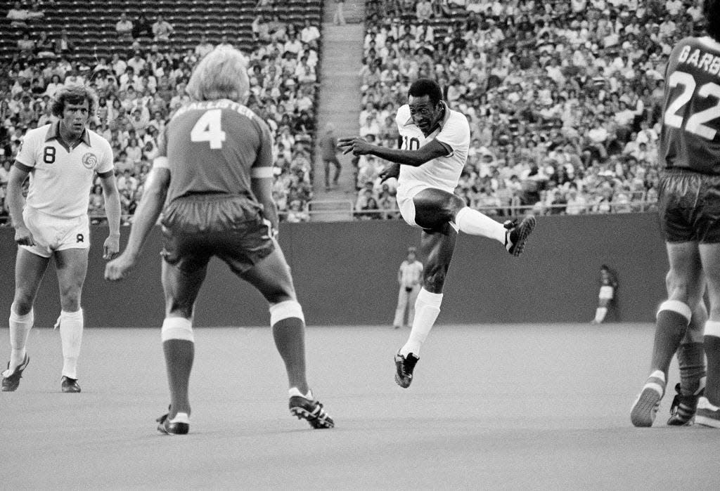 Soccer superstar, Pele, 10, is seen in action in East Rutherford, N.J., June 2, 1977.