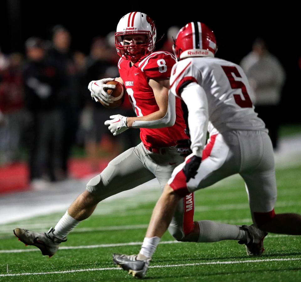 Kimberly's Jaxson Garbisch (8) has helped the Papermakers to an 8-1 record and the top ranking in the final Post-Crescent football poll (Large schools).