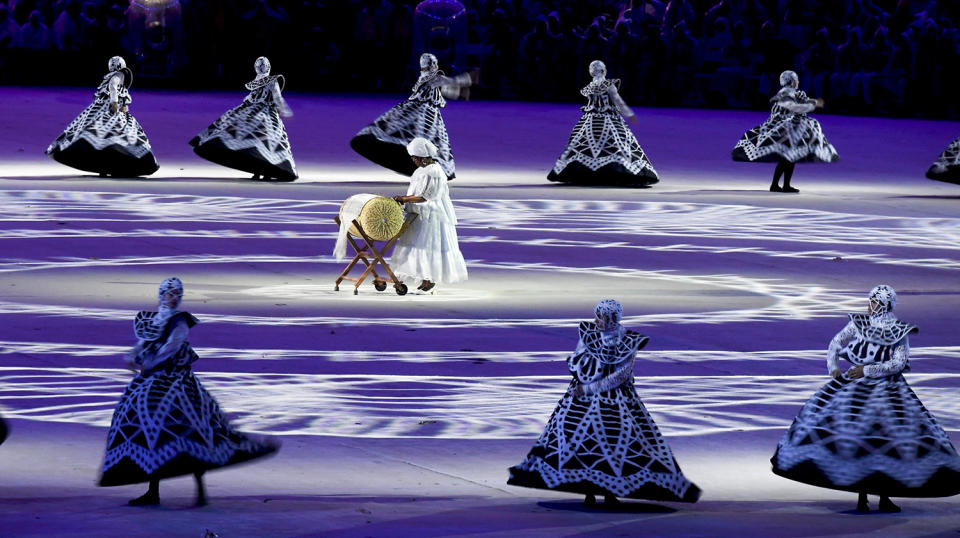 <p>Performers take part in the closing ceremony for the 2016 Rio Olympics. (REUTERS/Toby Melville) </p>