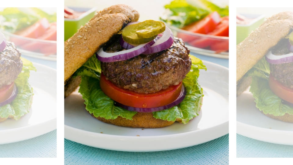 A burger with lime mayo as part of a guide on how to grill burgers