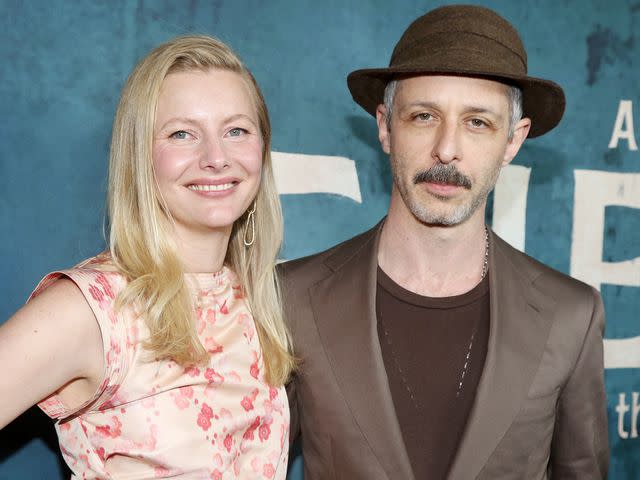 <p>Bruce Glikas/FilmMagic</p> Emma Wall and Jeremy Strong pose at the opening night after party for "An Enemy of The People" on Broadway on March 18, 2024.